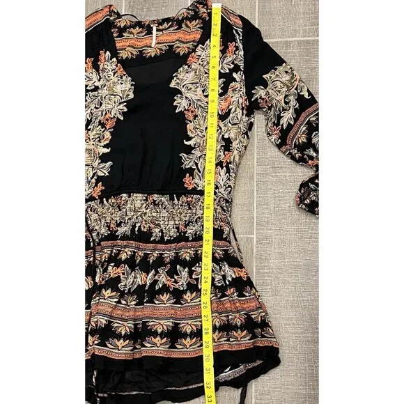 Free People Moonlight Drive Mini Dress Size Small Long Sleeve Lined Boho Peasant - Picture 7 of 16
